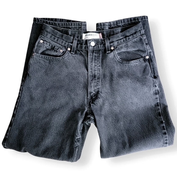 VINTAGE 90s LEVI'S Unisex 550 Relaxed Fit Mom Jeans Black - Picture 6 of 13